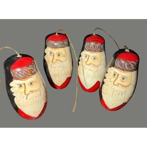 Babushka Style Santa Ornaments Set Of 4 Wooden Christmas nesting dolls